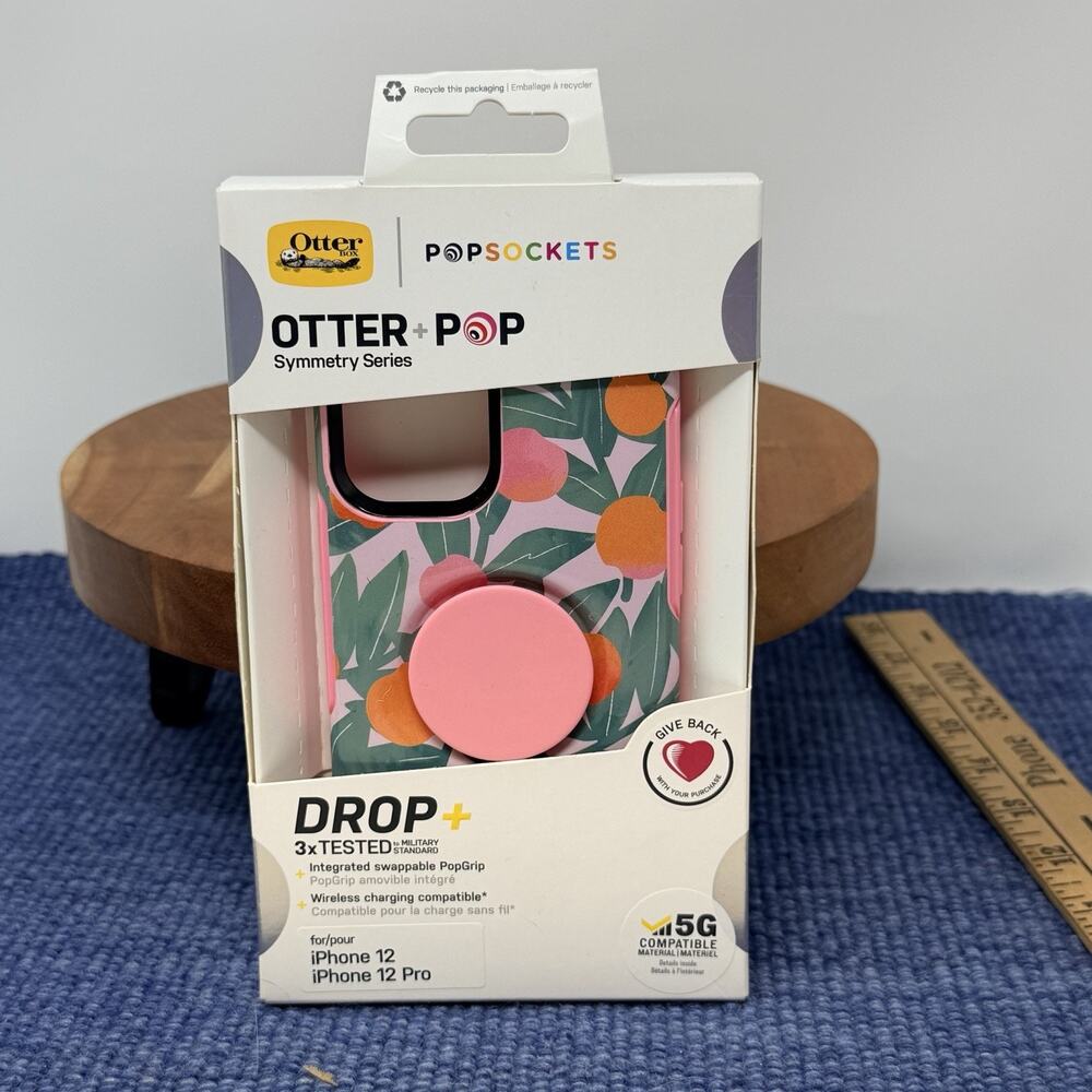 New Otter Box X Popsockets Cute Peach Case iPhone 12/12 Pro